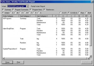 Weekly Trial Results - DT Trainer Autism Software